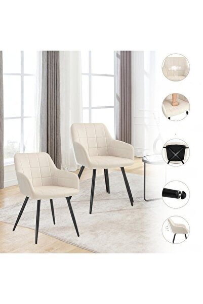 smart home 2 Pcs Modern Velvet Upholstered Dining Chairs with Metal Legs, Arm...