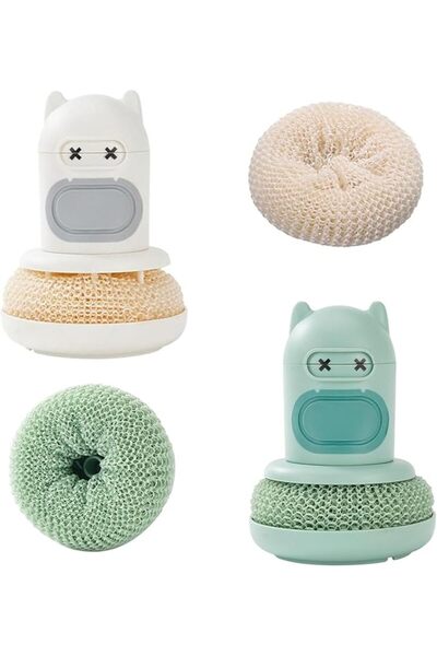 Arabest فرشاة تنظيف، فرشاة غسيل أطباق بيضاء قابلة للاستبدال (عبوة من قطعتين)