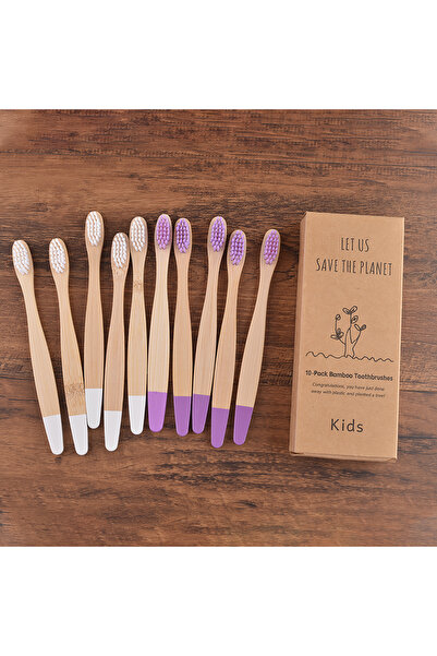 Choice4 5 White 5 Purple Children 10 Pieces Colorful Bamboo Toothbrush Nylon ...