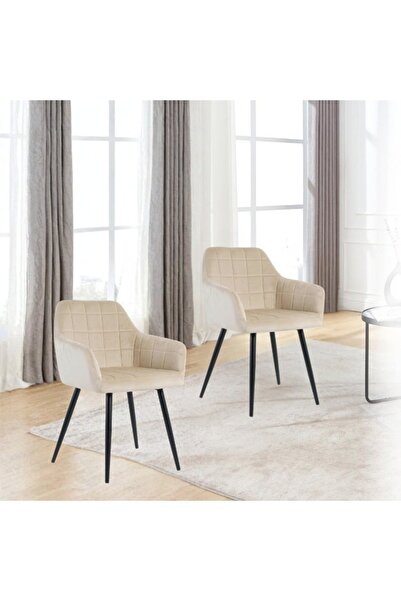 smart home 2 Pcs Modern Velvet Upholstered Dining Chairs with Metal Legs, Arm...