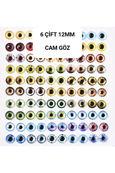 biroyuncakatolyesi CAM GÖZ 12MM 6 ÇİFT