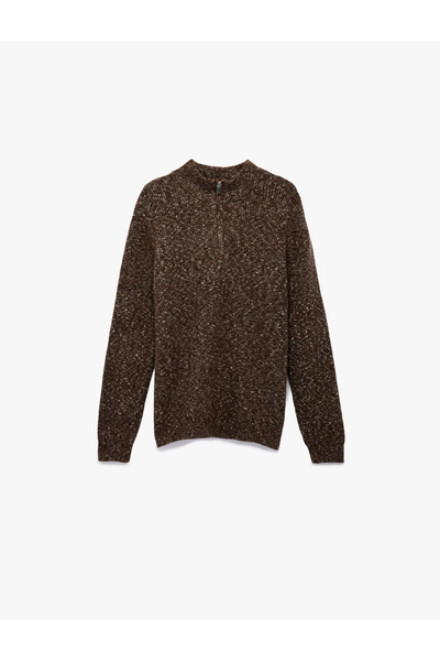 Koton Long Sleeve Patterned Half Zipper Knitwear Sweater