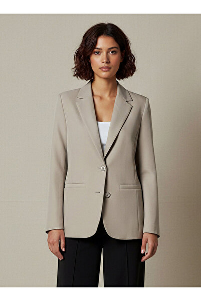 FAV بليزر من قماش التويل بقصة عادية مع إغلاق بأزرار