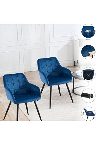 smart home 2 Pcs Modern Velvet Upholstered Dining Chairs with Metal Legs, Arm...