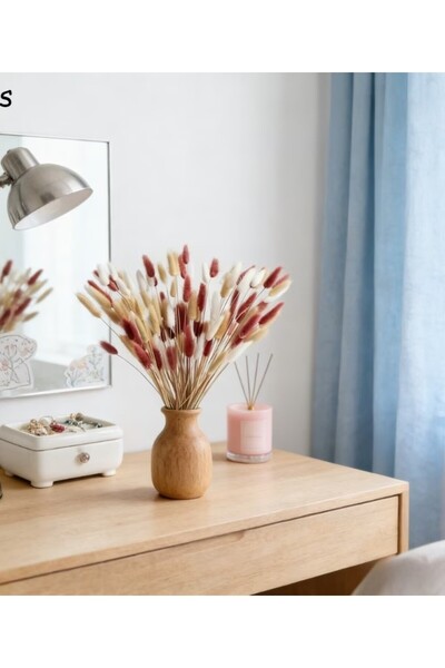 Dekora Çiçek Kurutulmuş Pamuk Otu Tavşan Kuyruğu Gelin Buketi Aranjman Çiçeği...