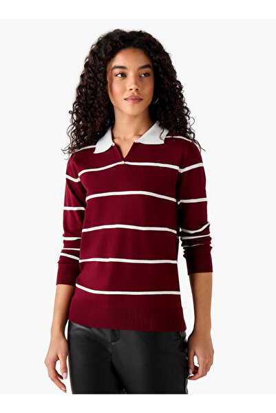2Xtremz Regular Fit Striped Collared Tricot Sweater