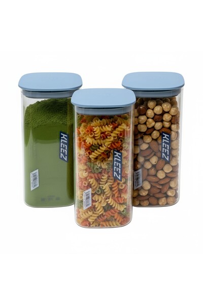 kleez Food Storage Airtight Containers | Set of 3 BPA-Free Clear Plastic Jars...