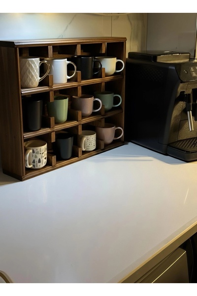 Atölye155 Eleni | Kupa ve Bardak Rafı Tezgah Üstü Kahve Köşesi Dekoru Mutfak ...