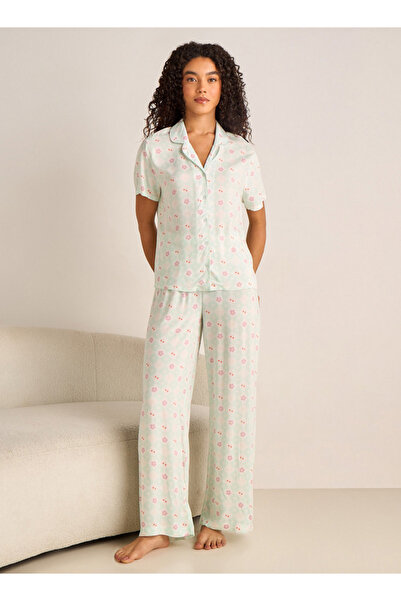 FAV Pyjama Set Button-Down Shirt & Trousers Viscose