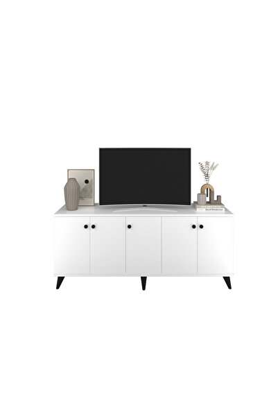Dienni Simple Tv Ünitesi 3 Raflı 5 Kapaklı 150x44x64 BEYAZ