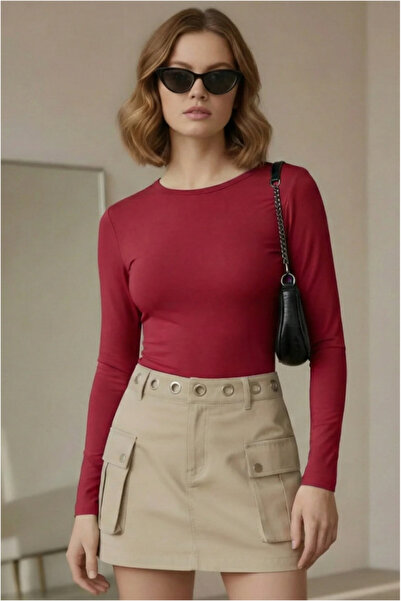 Gubo طاقم الرقبة الأساسية طويلة الأكمام الجسم كامل ليكرا كامل القالب