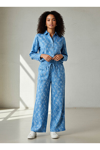 FAV Denim Coord Set with Shirt & Wide Leg Pants