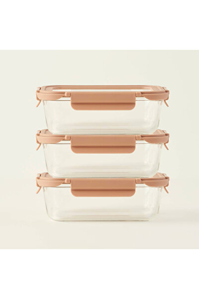 Bella Maison Terra 3-Piece Glass Storage Container Set Beige (1050 Cc)