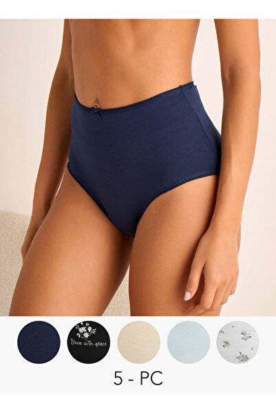 FAV Set of 5 - Full Briefs High Waist Bow Accent