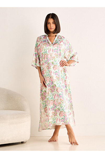 FAV Night Gown 3/4 Sleeve Floral Print