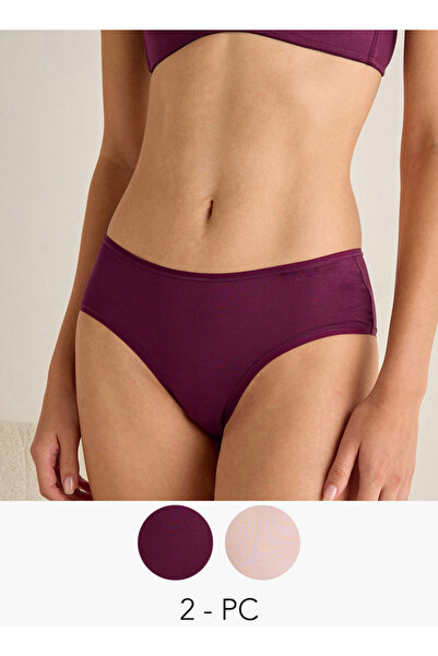 FAV سراويل داخلية قصيرة الخصر بنقشة مميزة - طقم من قطعتين