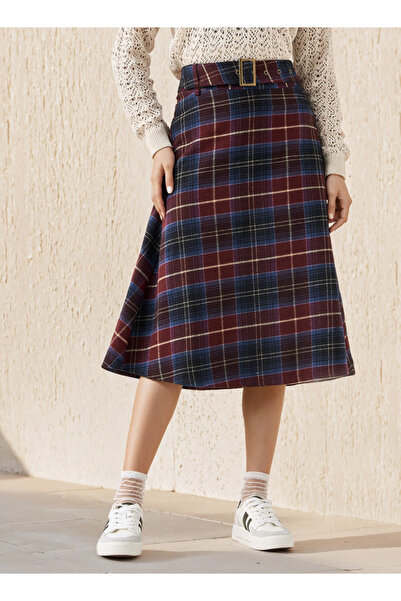 Lee Cooper Midi Cotton A-line Skirt with Belt