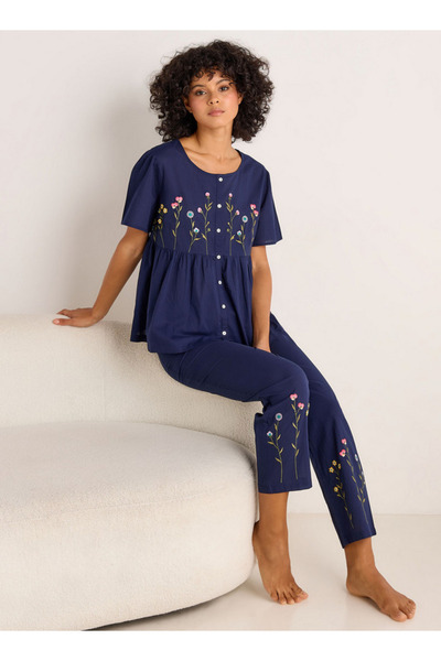 FAV Pyjama Set Button-Down Top and Pants Cotton