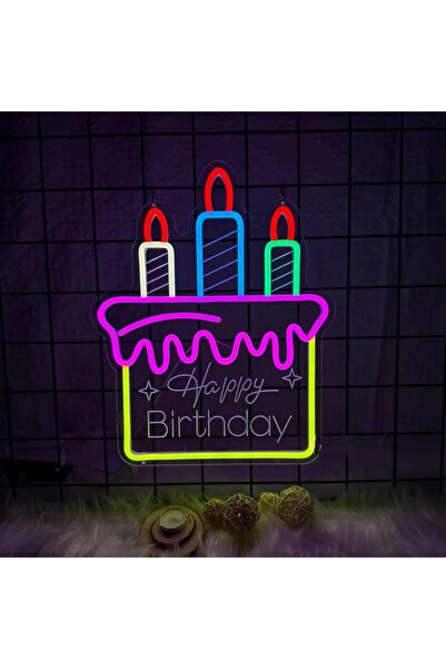 Slasa لافتة نيون LED مكتوب عليها "عيد ميلاد سعيد" مقاس 56 × 35 سم، إضاءة جدار...