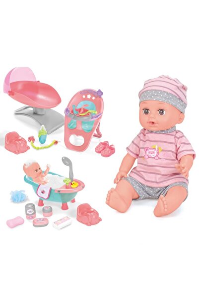 PROCART Interactive doll 35 cm, drinks water, peees, 12 sounds, 14 accessorie...