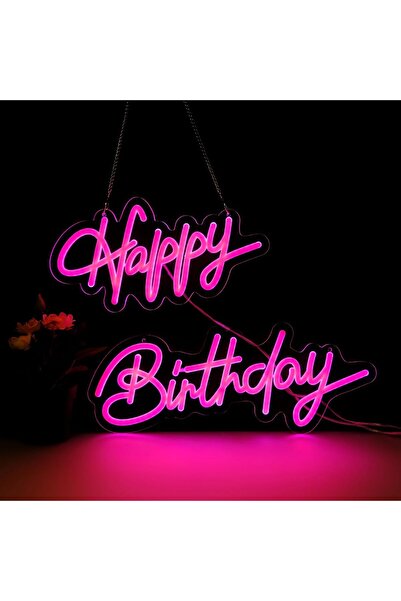 Slasa Happy Birthday LED Neon Sign 41x31 cm, Dimmable LED Wall Light for Parties