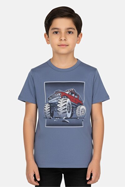 The Children's Place Kids Boy Short Sleeve Graphic Print T-Shirt, Slate Blue