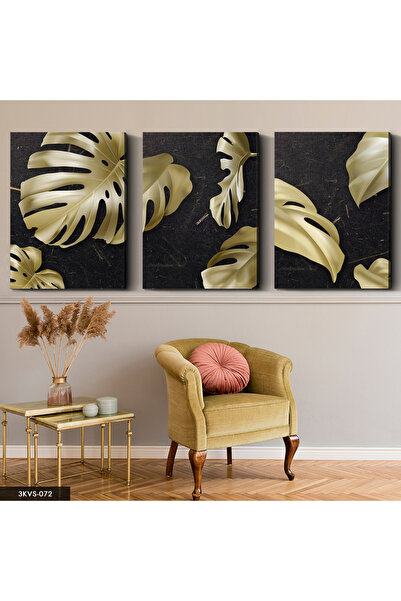 Evinemoda Златни листа от 3 части платно - картина на платно