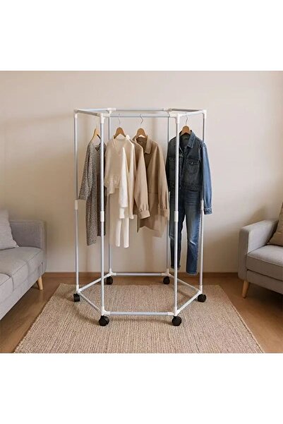 MOSTAFA Hexagonal clothes drying stand and rack with wheels
