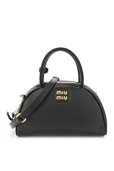 Miu Miu Metal Engraved Logo Leather Top-handle With Detachable Adjustable Cro...