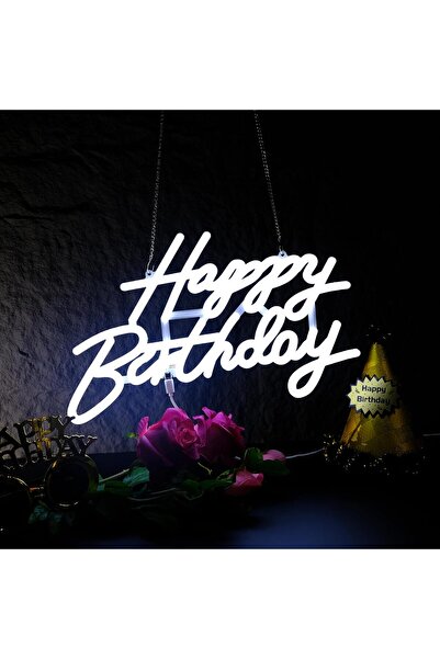 Slasa لافتة نيون LED مكتوب عليها "عيد ميلاد سعيد" مقاس 56 × 35 سم، إضاءة جدار...