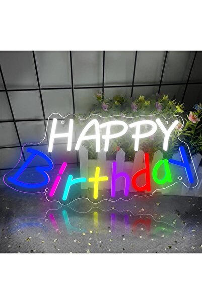 Slasa Happy Birthday LED Neon Sign 42x29 cm, Dimmable LED Wall Light for Parties