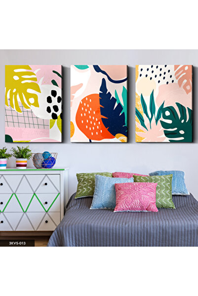 Evinemoda Apstraktno lišće, 3-dijelno platno - Slika na platnu