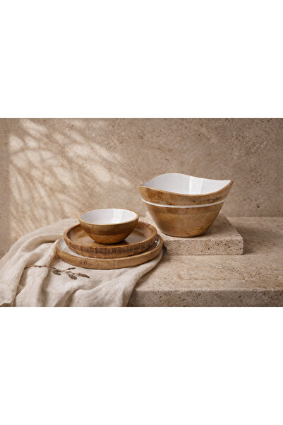 İndiakka El Yapımı Büyük Boy Mango Ahşap Sunum Kasesi