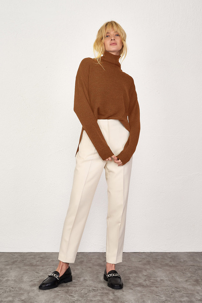 Sementa Mock Neck Pack Women's Knit Sweater - Tan