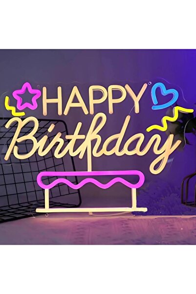 Slasa لافتة نيون LED مكتوب عليها "عيد ميلاد سعيد" مقاس 56 × 35 سم، إضاءة جدار...