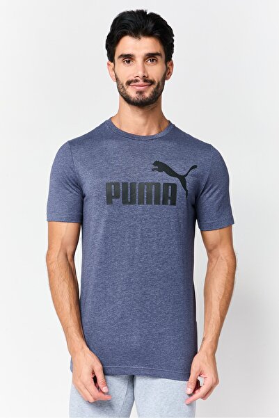 Puma Men Sportswear Fit Short Sleeve Essential Outdoor T-Shirt, Heather Blue