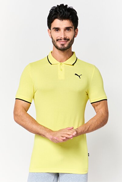 Puma Men Slim Fit Short Sleeve Collar Tipping Outdoor Polo Shirt, Yellow
