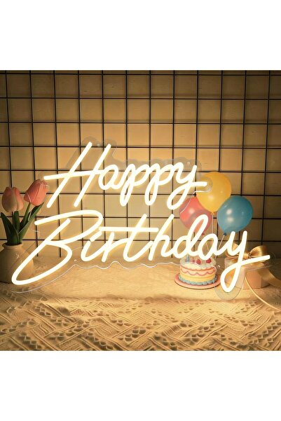 Slasa Happy Birthday LED Neon Sign 41x31 cm, Dimmable LED Wall Light for Parties