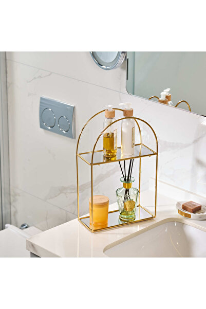 Edora Home Gold Color Metal Serving Stand 2 Tier – Coffee Side Snack, Serving...