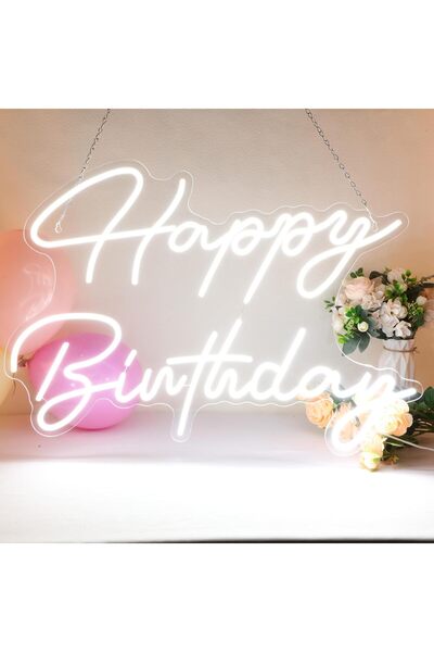 Slasa Happy Birthday LED Neon Sign 42x29 cm, Dimmable LED Wall Light for Parties