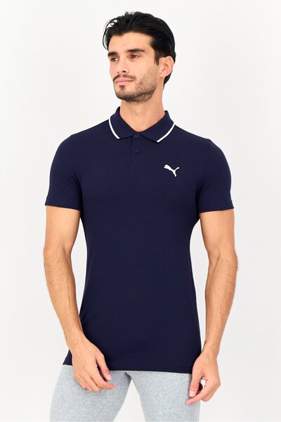 Puma Men Slim Fit Short Sleeve Collar Tipping Outdoor Polo Shirt, Navy