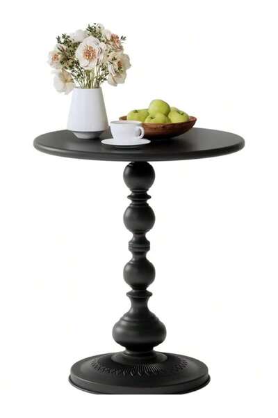 Tiokkss طاولة دائرية عتيقة الطراز على شكل عمود روماني، مصنوعة من المعدن الأسو...