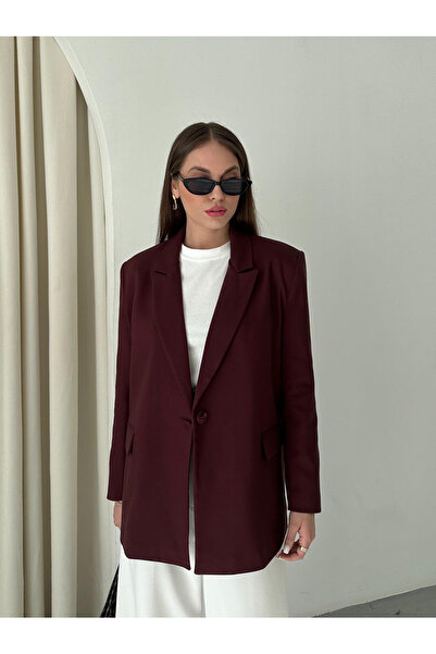 My Blog Claret Red Single Button Jacket - 7500