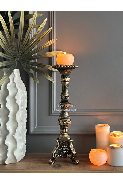 FOR POLYESTER Küçük Dokunuşlar Tek Antik Altın Şamdan Mumluk Biblo/dekor/Masa...