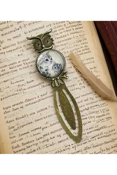 Yaratıcı sanatlar atölyesi Semn de carte din metal bronz cu pisică figuri Sem...