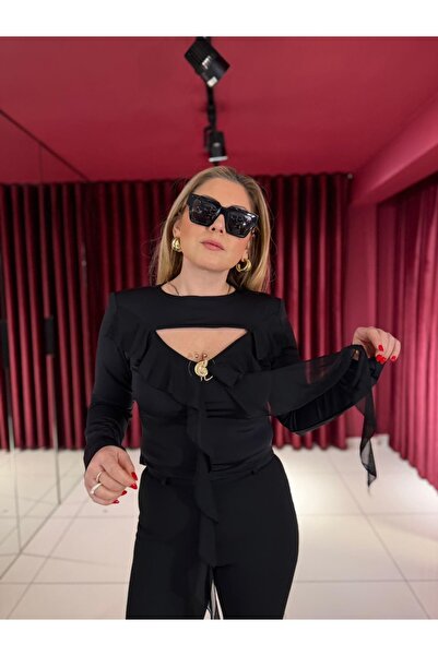 Serpirella Butik Flounce Detail Buckle Blouse