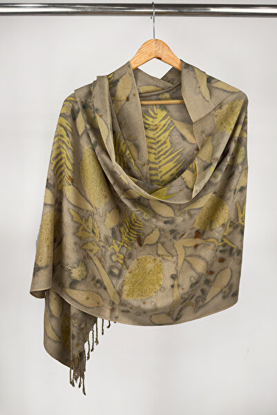 Defne&Apollon İpekçilik 100% Peace Silk Handwoven Ecoprint - Natural Print Sh...