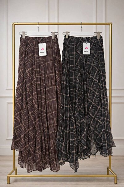 Aryen Asymmetrical Cut Patterned Yoryo Chiffon Skirt