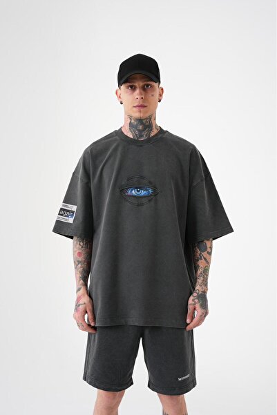 Machinist Ανδρικό μπλουζάκι Washing Born Again Eye Washable oversized Anthracite