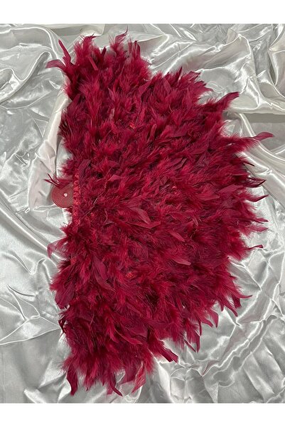 Tekin kına Bordo Gelin Yelpazesi, Ahşap Tüylü Kına Yelpazesi, Nedime Sünnet Y...